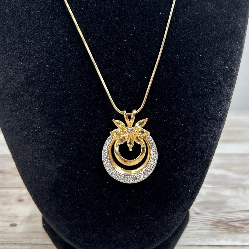 Elegant Gold over 925 Sterling Pendant Necklace